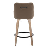 Hannah - Fixed-Height Counter Stool With Swivel And Round Black Metal Footrest (Set of 2) - Whitewashed Wood