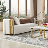HD-3156 - Loveseat - White / Gold