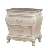 Chantelle - Nightstand With Marble Top - Pearl White