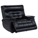 Hewitt - Leather Upholstered Dual Power Recliner Chair - Black