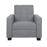 Contemporary Recliner Chair With Push Back Function And Birchwood Legs
