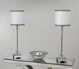 Clarity - Metal Buffet Lamp (Set of 2) - Brushed Nickel, Clear Crystal