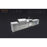 Mont Alpi Deluxe Series 15 Ft Propane Outdoor Kitchen Island w/ Side Burner, Beverage Center & Kegerator - MAi805-DKEGBEV