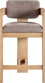 Sacha - Linen Stool With Natural Base