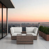 Comfortable Modern Patio Rattan Sectional Set With Cushions