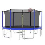14Ft For Kids Children With Safety Enclosure Net Outdoor Backyards Large Recreational Trampoline - Blue
