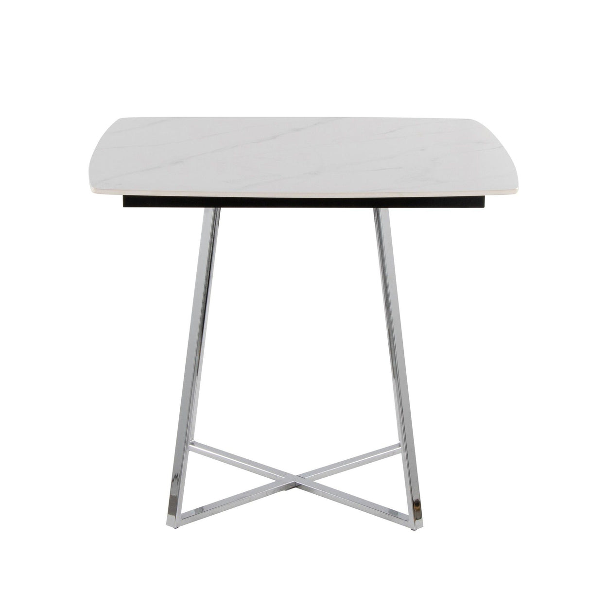 Folia - Dinette Table - Chrome Metal, White Textured Marble, Black Wood