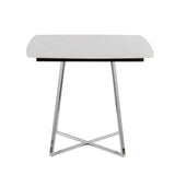 Folia - Dinette Table - Chrome Metal, White Textured Marble, Black Wood