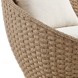 Kobalt - Metal Outdoor Swivel Lounge Chair With Cushions - Boucle White / Natural