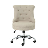Fidelity - Upholstered Office Chair With Sloped Arms And Rolled Backrest - Wheat / Chrome