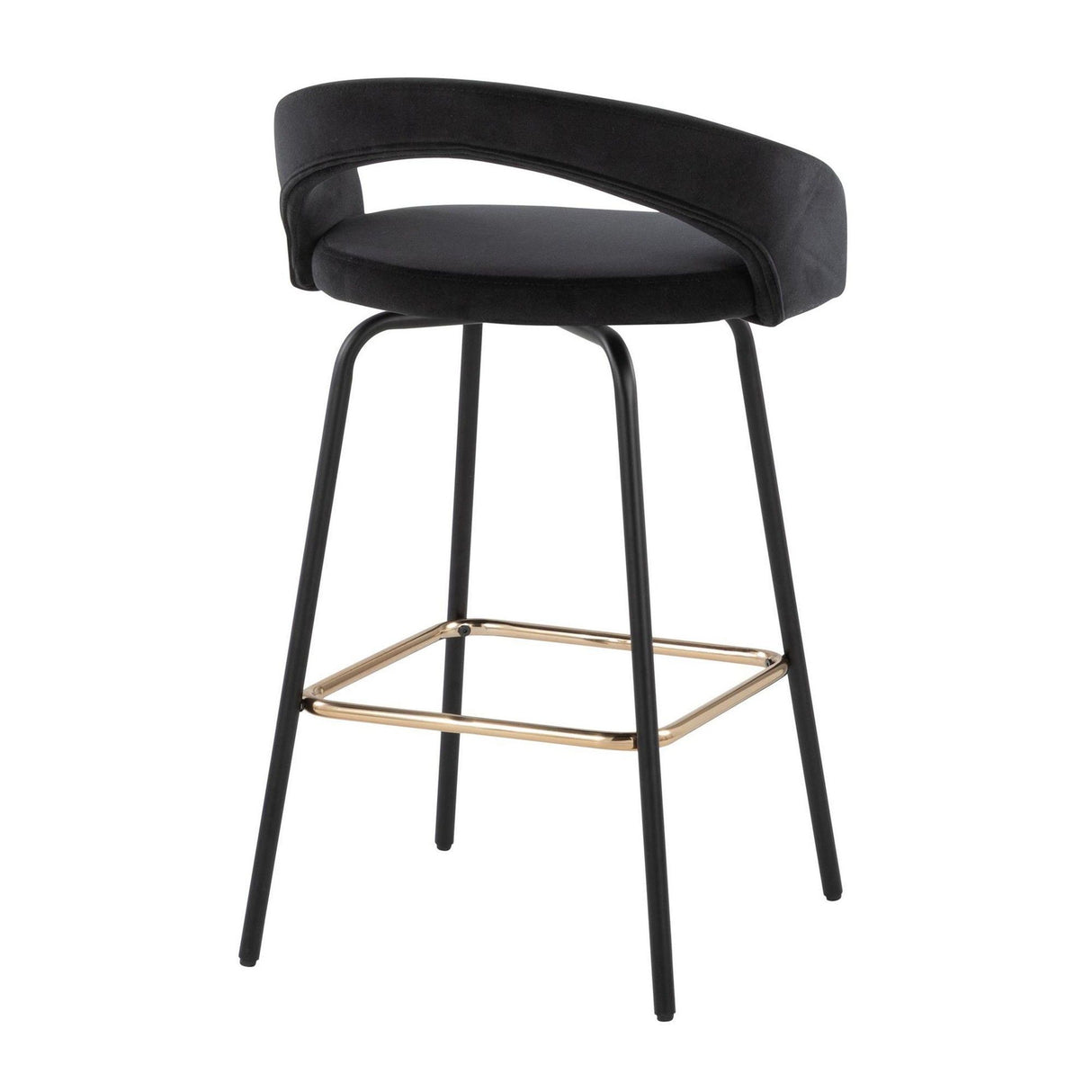 Grotto - Upholstered Fixed-Height Counter Stool - Black Metal