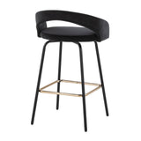 Grotto - Upholstered Fixed-Height Counter Stool - Black Metal