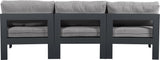 Nizuc - Outdoor Patio 3 Seat Armless Modular Sofa With Gray Frame