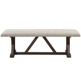 Pascaline - Bench - Gray Fabric, Rustic Brown & Oak