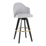 Ahoy - Upholstered Fixed-Height Barstool (Set of 2) - Black Base, Gold Footrest