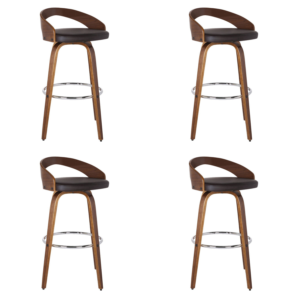Sonia - 26" Counter Height Swivel Bar Stool - Walnut Wood