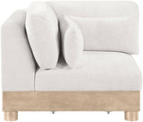 Turin - Chenille Fabric Upholstered Modular Corner Chair - Natural Base