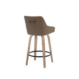 Hannah - Fixed-Height Counter Stool With Swivel And Round Black Metal Footrest (Set of 2) - Whitewashed Wood