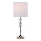 Clara - 26" Table Lamp (Set of 2) - Clear Crystal And Polished Nickel With White Linen Shade