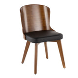 Bocello - Mid-Century Chair - Walnut And Black Faux Leather