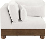 Turin - Chenille Fabric Upholstered Modular Corner Chair - Walnut Base