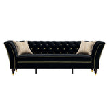3 Person Sofa With Deep Seat, Tufted Backrest