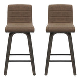 Vienna - 35.5" Swivel Counter Height Square Back Wood Bar Stool With Faux Leather Seat