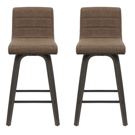 Vienna - 35.5" Swivel Counter Height Square Back Wood Bar Stool With Faux Leather Seat