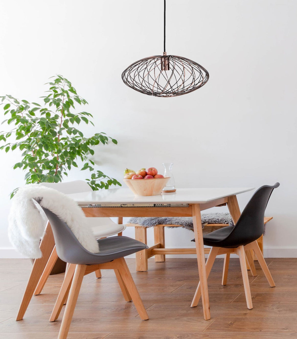 Linx - Oval Contemporary Metal Pendant Lamp - Antique Copper Bronze From Grandview Gallery