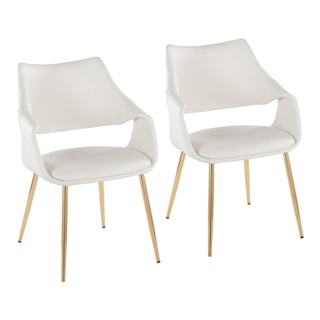 Curvo - High Back Upholstered Chair (Set of 2) - Gold Metal Legs