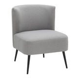 Luna - Contemporary Slipper Chair - Black Metal And Light Gray Sherpa Fabric