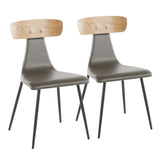 Elio - Chair (Set of 2) - Black Metal, Clay Gray Faux Leather, Natural Wood
