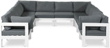 Nizuc - Outdoor Patio 10 Piece Modular Sectional With White Frame