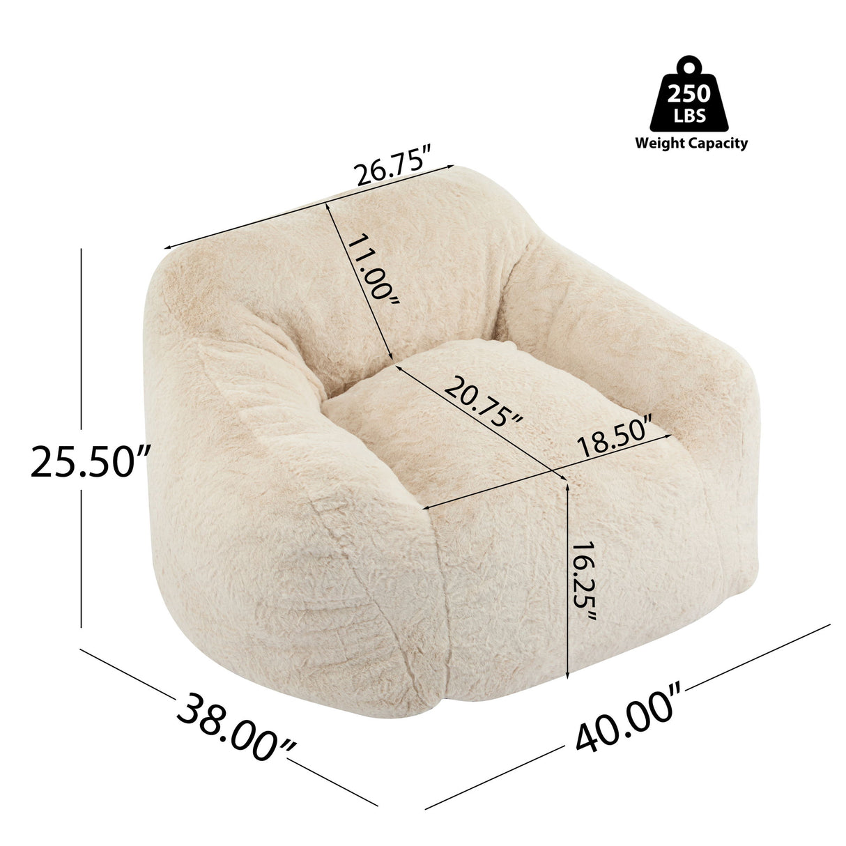 Auch - Indoor Armchair Style Bean Bag - Beige