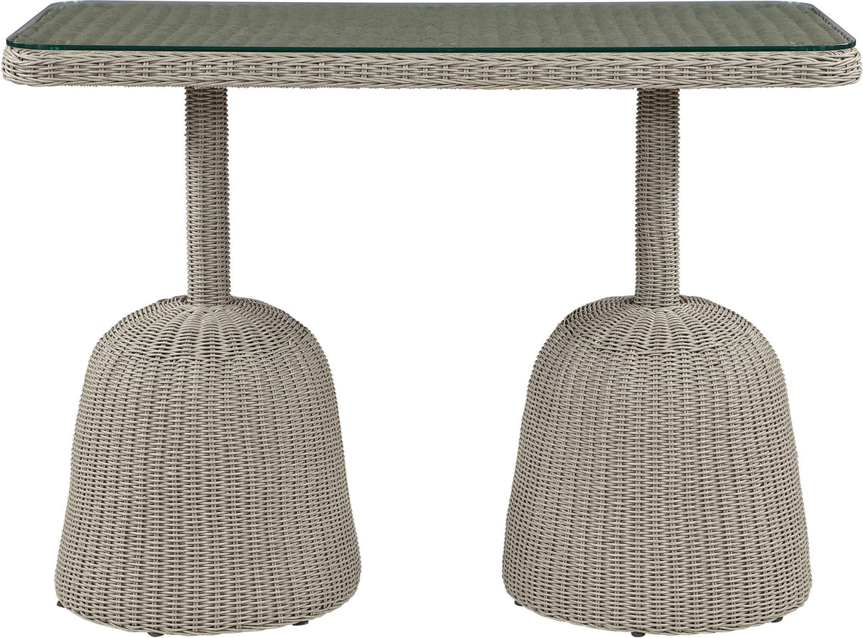Seacrest - Tempered Glass Top And Wicker Outdoor Patio Bar Height Table