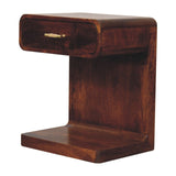 T Bar Rounded Bedside Table - Dark Brown