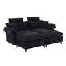 Modern Corduroy Deep Seat Sectional Sofa With Ottoman