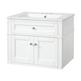 Wall Mounted Bathroom Vanity With Tip Out Drawer And Open Back Design