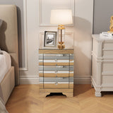 Nightstand With 3 Drawers, Bedside Table For Bedroom - Silver