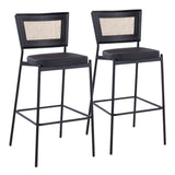 Rattan Tania - 29" Fixed-Height Barstool (Set of 2) - Black