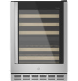 GE PWS06DSPSS 24 in. Undercounter Wine Cooler with Wood Racks, Dual Temperature Zones & 44 Bottle Capacity - Stainless Steel
