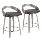 Grotto - Counter Stool (Set of 2) - Light Gray Wood And Black Faux Leather