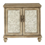 Driscoll - 2 Door Cabinet With Floral Design - Reclaimed Natural