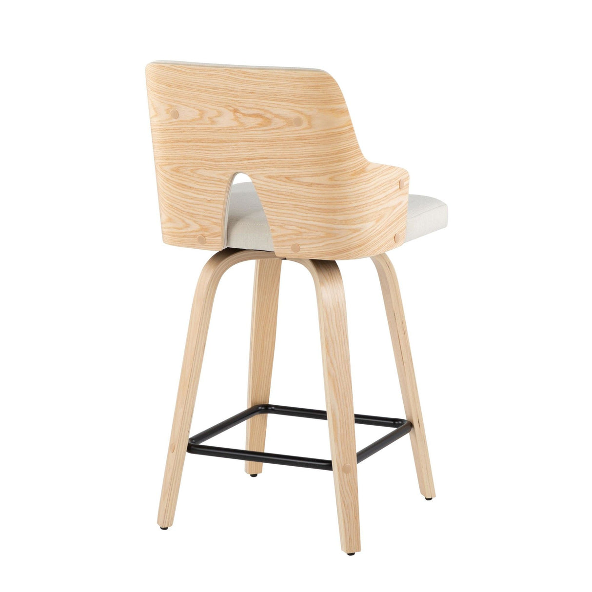 Santi - 24" Fixed-Height Counter Stool With Swivel - Natural Wood (Set of 2)
