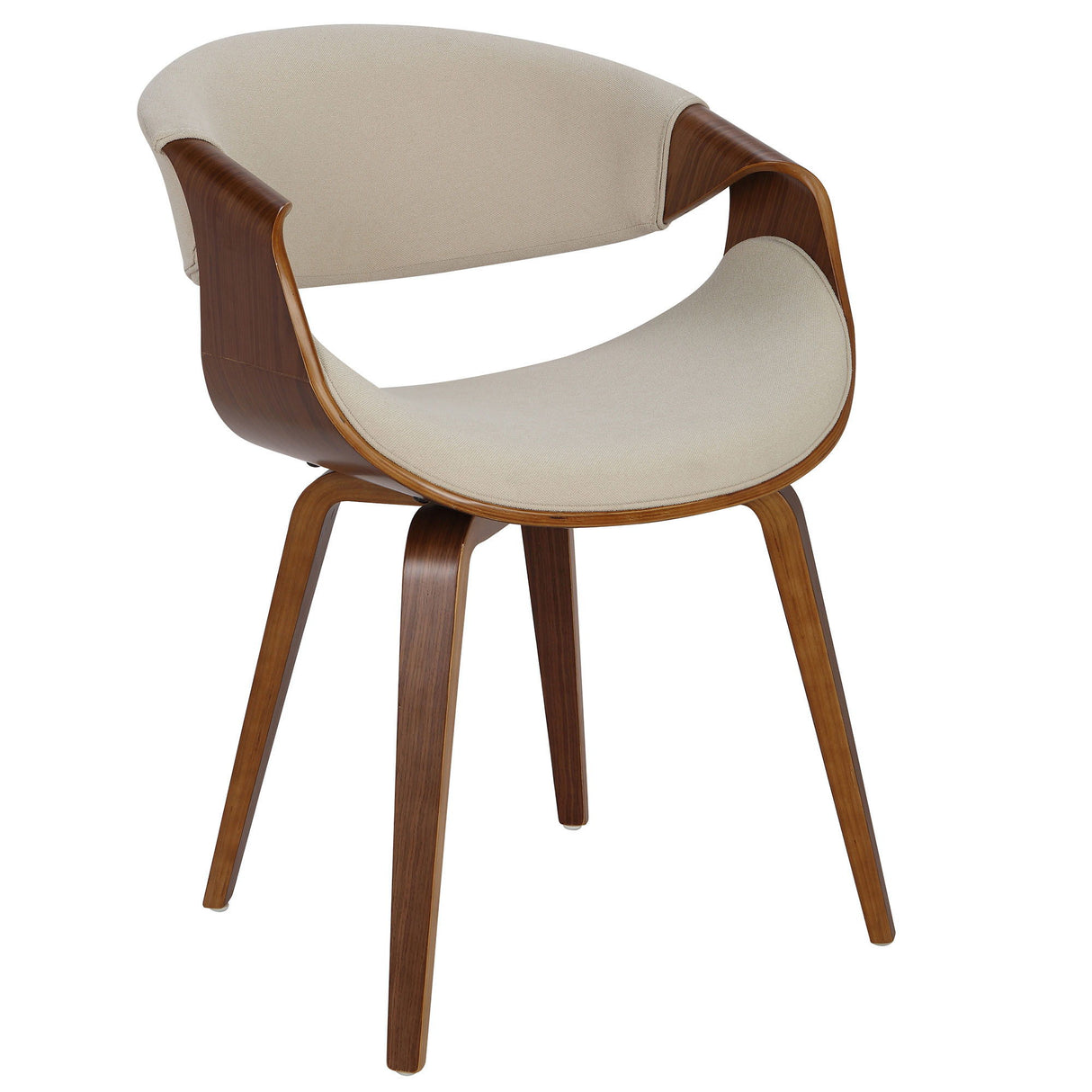 Curvo - Dining / Accent Chair - Walnut And Cream Fabric