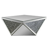 Noralie - 38" Square Coffee Table - Mirrored & Faux Diamonds