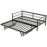 Industrial Metal Daybed With Adjustable Pop Up Trundle And LED Strip