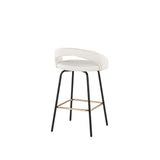 Grotto - Upholstered Fixed-Height Counter Stool - Black Metal