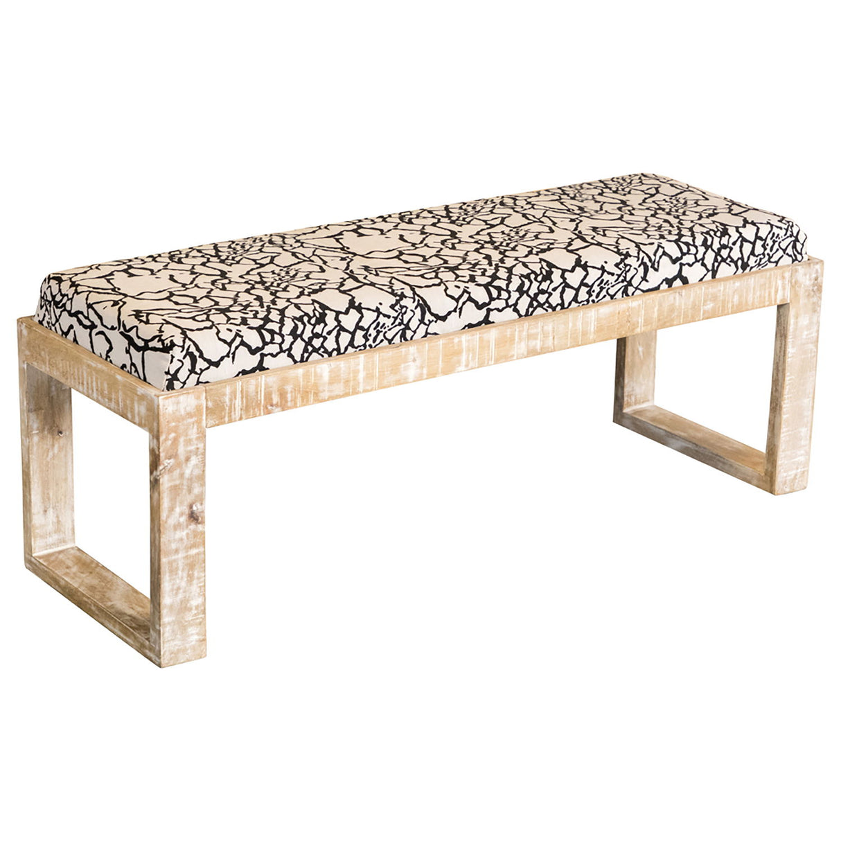 Sled - Leg Accent Bench With Abstract Upholstery - White