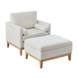 Oversized Swivel Barrel Accent Chair And Ottoman Set With Storage